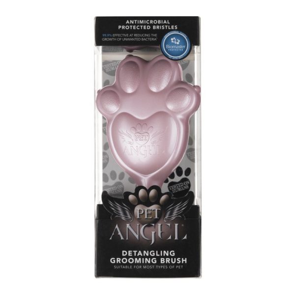 Šepetys gyvūnams Tangle Angel PET Angel, lengvinantis iššukavimą, rožinis su juodais šereliais