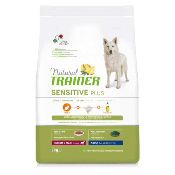 Natural Trainer Sensitive Plus Adult Medium & Maxi Rabbit sausas maistas su triušiena šunims