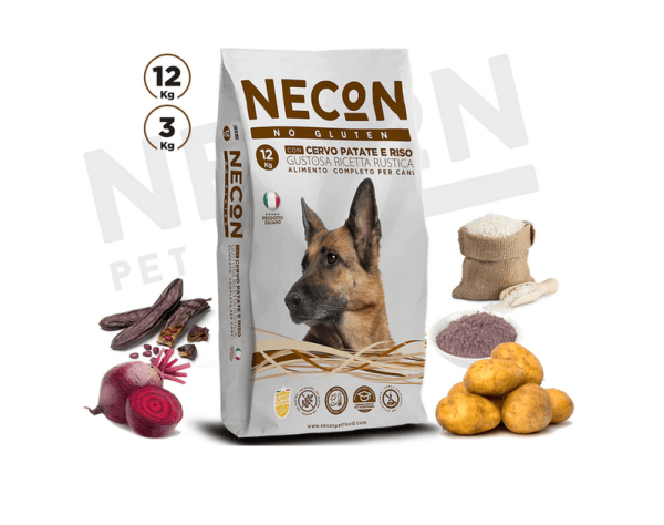 NECON DOG TASTY WILD šunų ėdalas su elniena, bulvėmis ir ryžiais