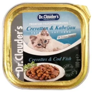 DR. CLAUDER’S konservai katėms su krevetėmis ir menke padaže
