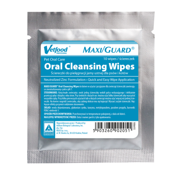 Vetfood MAXI/GUARD Oral Cleansing Wipes burnos valymo servetėlės10 vnt