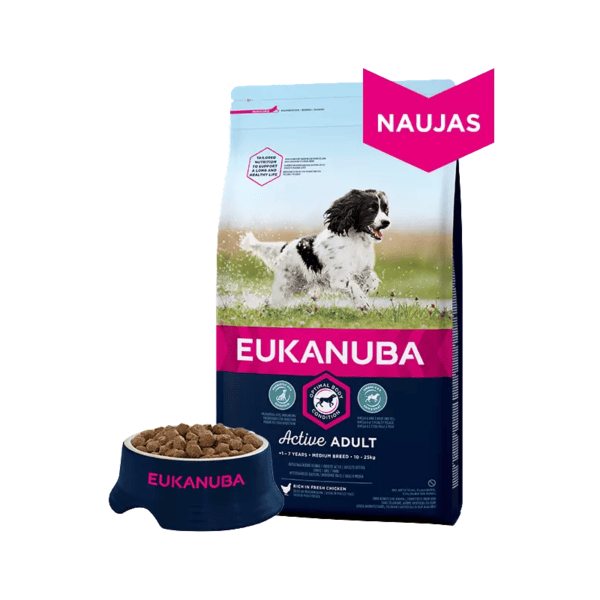 eukanuba adult medium breed maintenance visavertis pasaras su vistiena 15kg