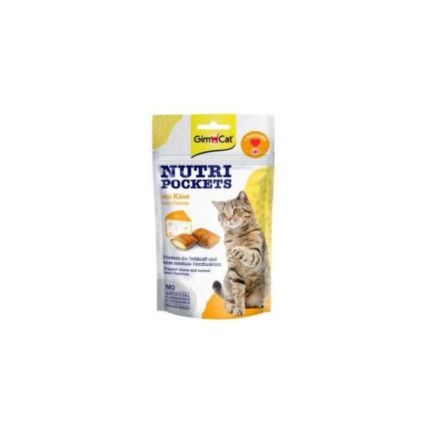 GimCat Nutri Pockets with Cheese & Taurine skanėstai katėms su Sūriu ir Taurinu 60g