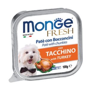 Monge Fresh paštetas šunims su kalakutienos gabalėliais 100g