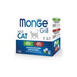 Monge Grill konservuotas pašaras sterilizuotoms katėms mix su aviena/triušiena 85g x12