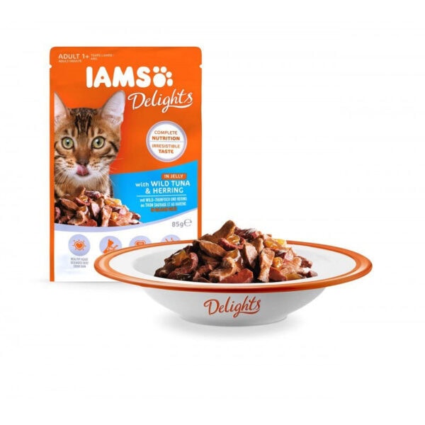 IAMS Adult Cat su tunu ir silke 85g x 10vnt