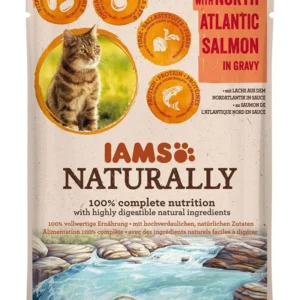 IAMS Naturally Adult konservai katėms su lašiša padaže 85g x 10vnt