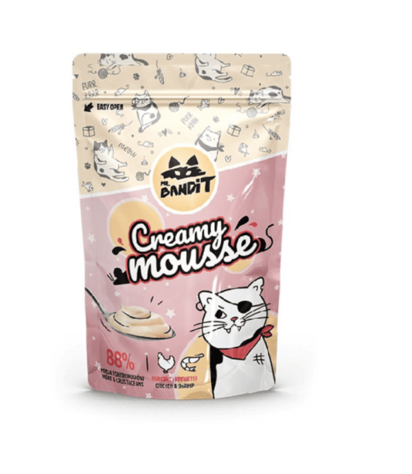 Mr Bandit Creamy Mousse skanėstai katėms vištiena ir krevetėmis 60g