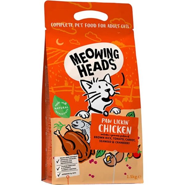 MEOWING HEADS Paw Lickin Chicken (vištiena/žuvis) 1.5kg