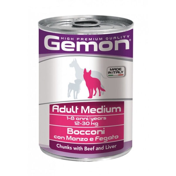 0000293 gemon medium adult konservuotas pasaras su jautienos ir kepeneliu gabaliukais 415g