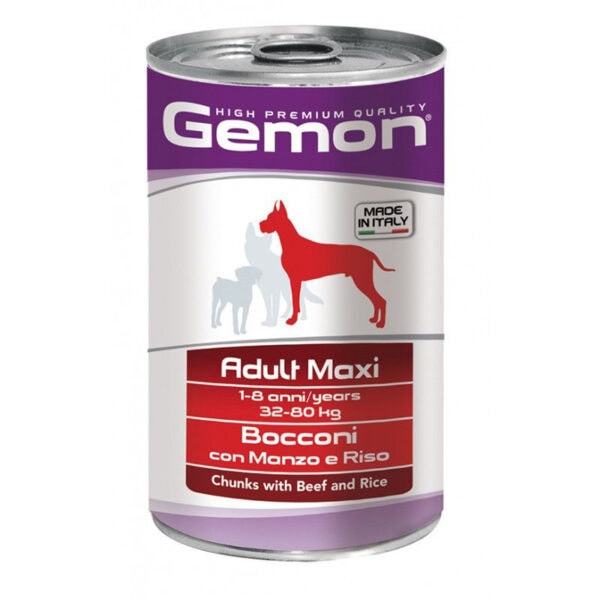 0000296 gemon maxi adult konservuotas pasaras suaugusiems sunims su jautiena ir ryziais 1250g
