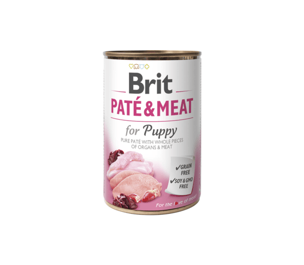 Brit Care konservai šunims Chicken&Turkey Pate&Meat for Puppy 400 g x 6vnt