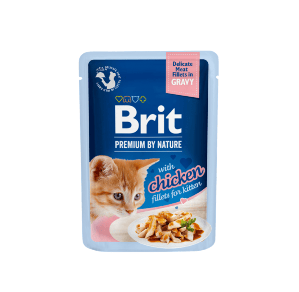 Brit Premium Cat Delicate konservai katėms maiš. Chicken for Kitten in Gravy 85 g