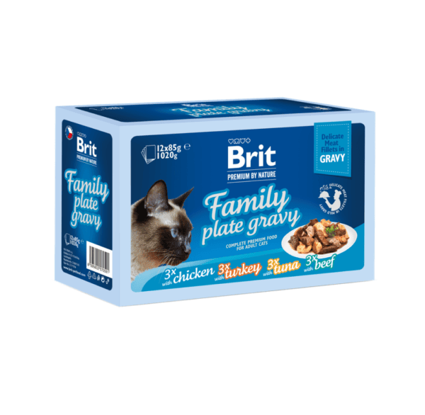 Brit Premium Cat konservai katėms maiš. Fillets in Gravy Family Plate 1020 g (12x85 g)