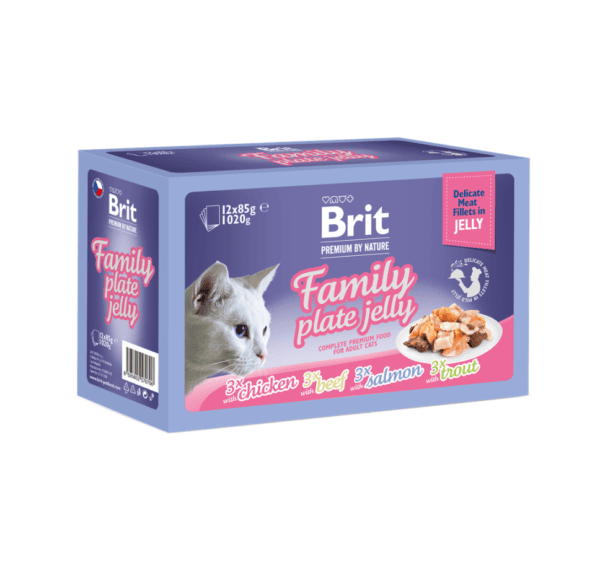 Brit Premium Cat konservai katėms maiš. Fillets in Jelly Family Plate 1020 g (12x85 g)