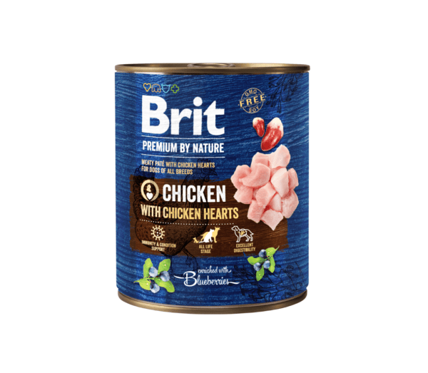 Brit Premium by Nature konservai šunims Chicken with Hearts 800 g