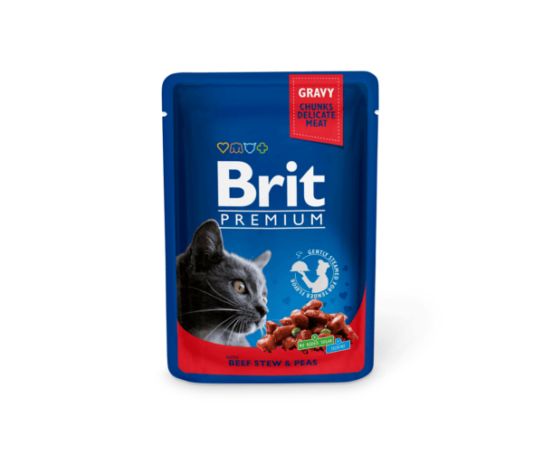 Brit Premium konservai katėms maiš. Beef Stew&Peas 100 g x 24 vnt