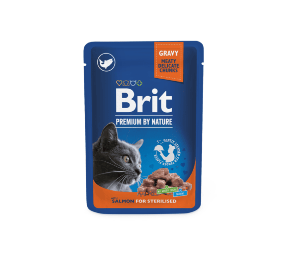 Brit Premium konservai katėms maiš. Salmon for Sterilised 100 g x 24 vnt