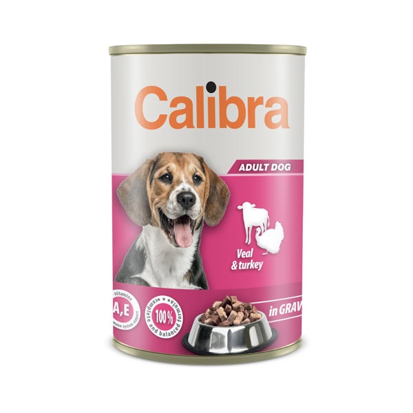 CALIBRA Dog can veal-turkey in gravy konservai šunims su veršiena ir kalakutiena, 1240g CALIBRA Dog can veal-turkey in gravy konservai šunims su veršiena ir kalakutiena, 1240g