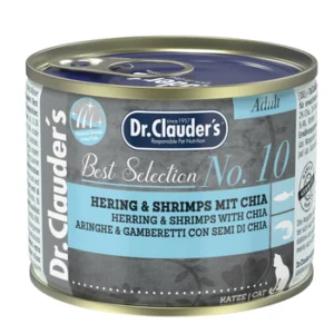 Dr.Clauders No10 drėgnas maistas katėms su silke ir krevetėmis 200g x 6vnt