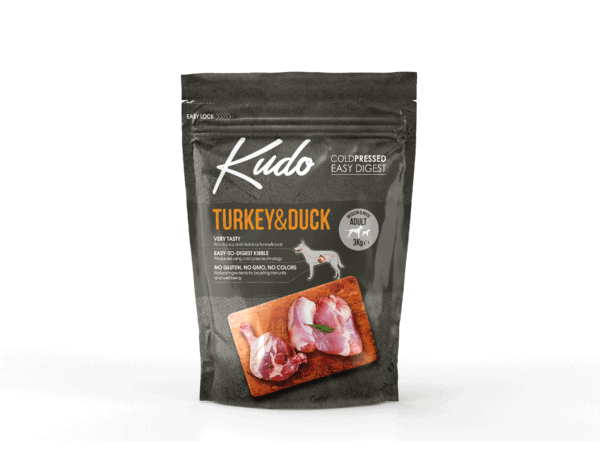 Kudo Turkey&Duck Medium Maxi Adult sausas maistas suaugusiems šunims 3 kg