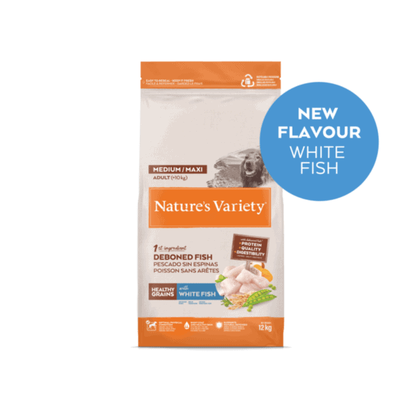 Natures Variety HEALTHY GRAINS MED/MAX ADULT WHTE FISH 12 kg