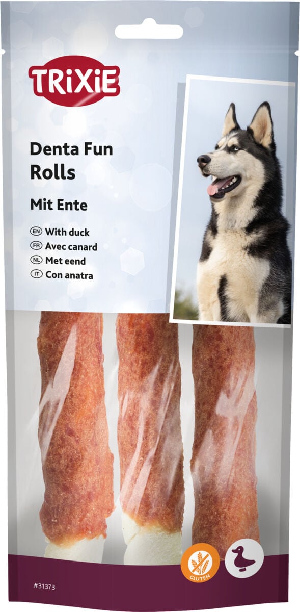 TRIXIE Denta Fun skanėstai šunims kramtomi antienos suktinukai 140 g TRIXIE Denta Fun skanėstai šunims kramtomi antienos suktinukai 140 g