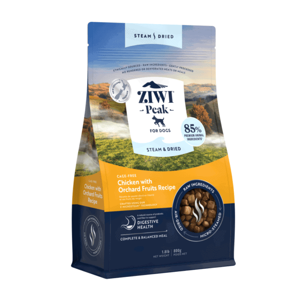 Ziwi Peak Steam&Dried sausas maistas šunims su vištiena ir vaisiais 800g