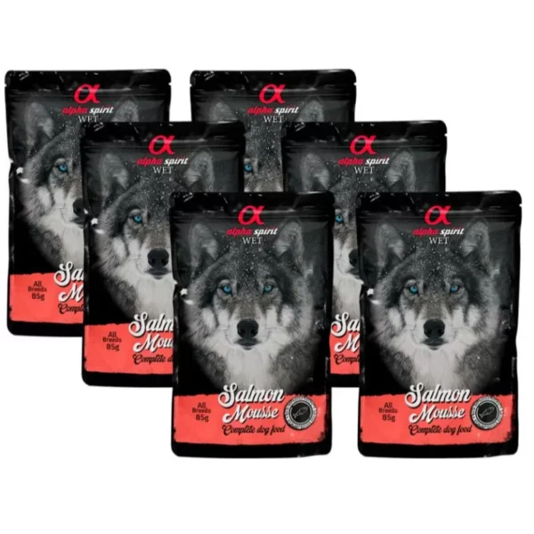 ALPHA SPIRIT WET putėsiai šunims su lašiša 85g 6vnt