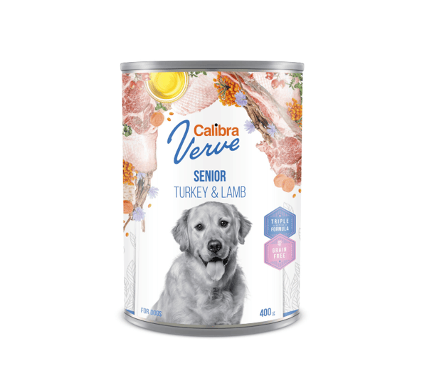 CALIBRA Dog Verve GF Senior Turkey & Lamb konservai šunims su ėriena ir kalakutiena, 400g CALIBRA Dog Verve GF Senior Turkey & Lamb konservai šunims su ėriena ir kalakutiena, 400g
