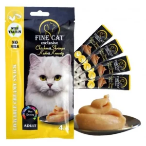 FINE CAT Cremy skanėstas katėms su vištiena ir krevetėmis 4x15g
