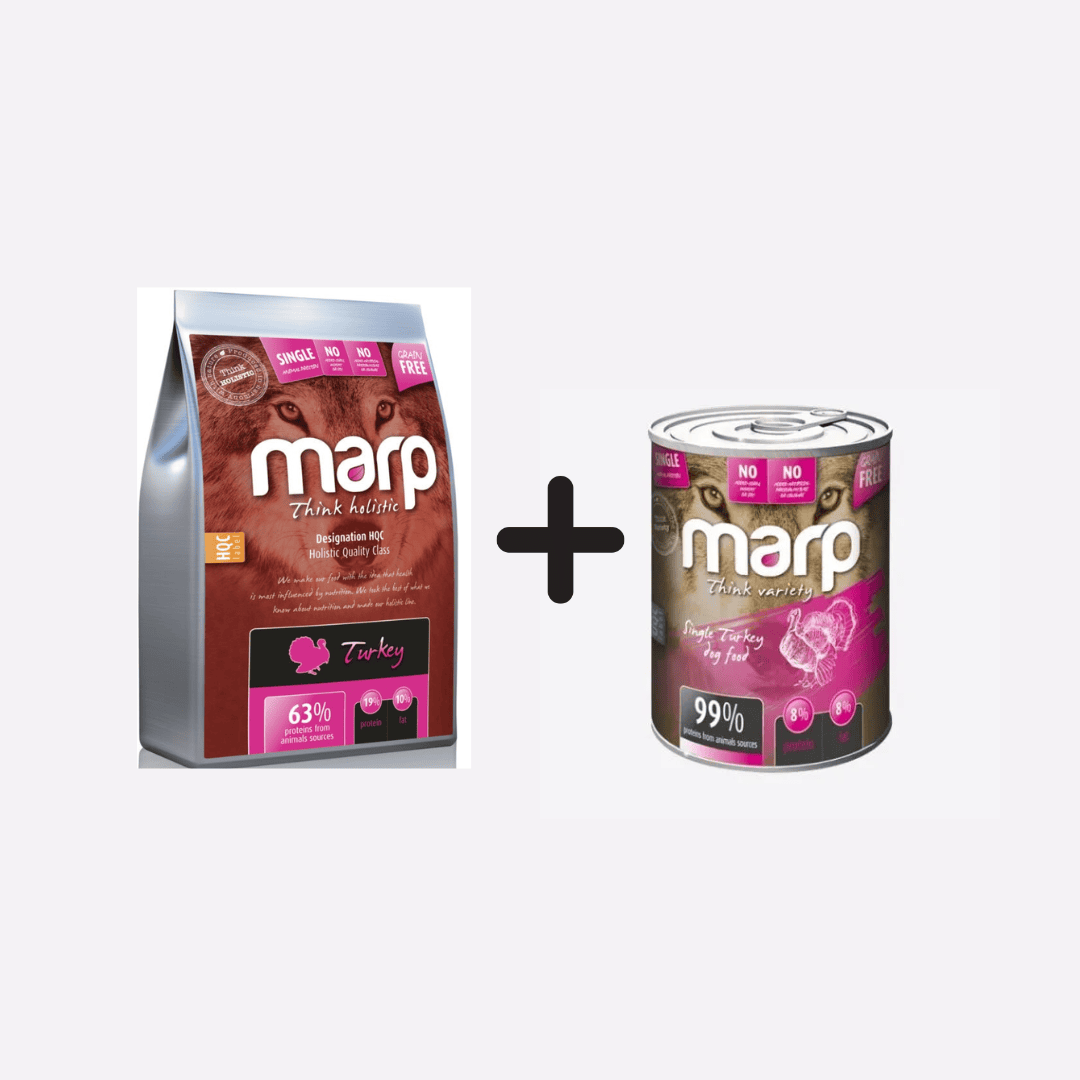 Marp Turkey holistinis sausas maistas šunims su kalakutiena Marp Turkey holistinis sausas maistas šunims su kalakutiena 17kg + Marp konservai 400g