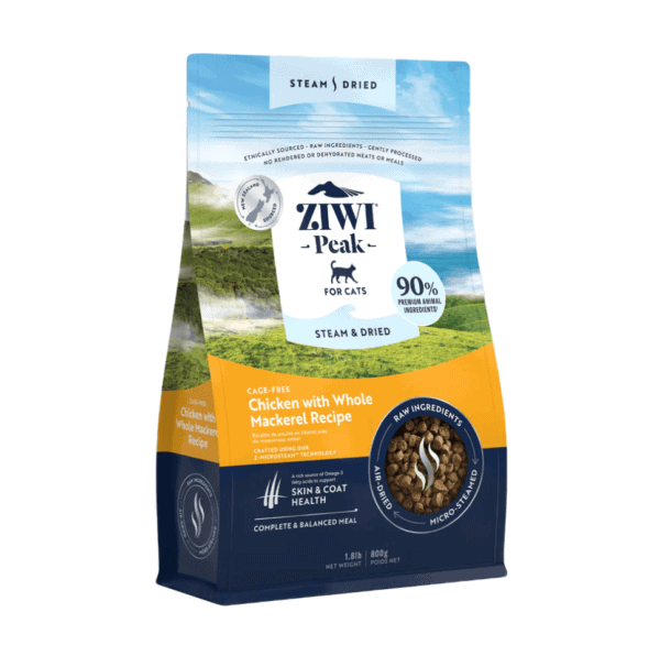 Ziwi Peak Steam&Dried Cat Chicken with Whole Mackerel sausas maistas katėms 800 g