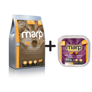 Marp Grass Field sausas maistas šunims su ėriena ir ryžiais 12kg + konservai 100g