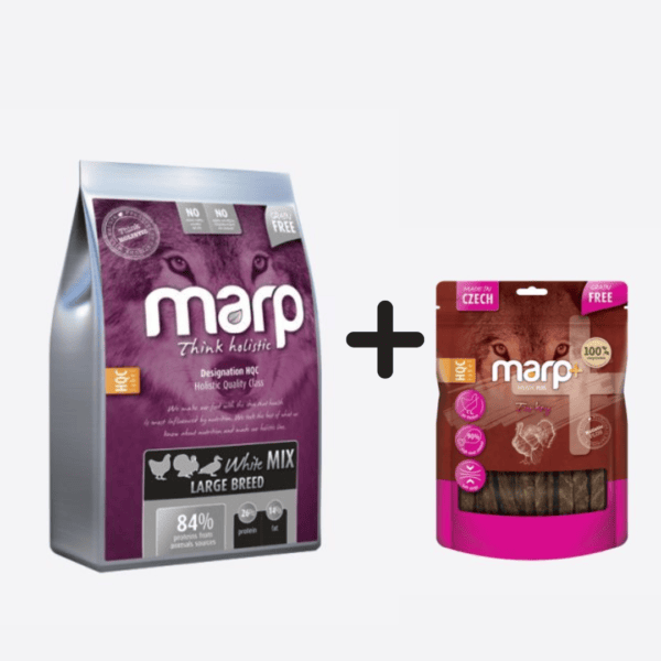 Marp WhiteMix Large Breed holistinis sausas maistas 17kg + skanėstai 80g