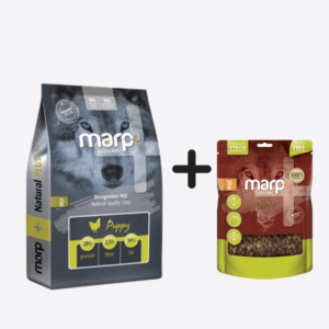 Puppy Marp Natural Plus visavertis pašaras šuniukams 17 kg + skanėstai 80g