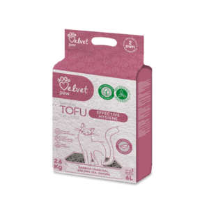 VELVET PAW TOFU kačių kraikas su bambuko anglimi ulongo arbatos ir sakuros esencija 2,6kg 6l