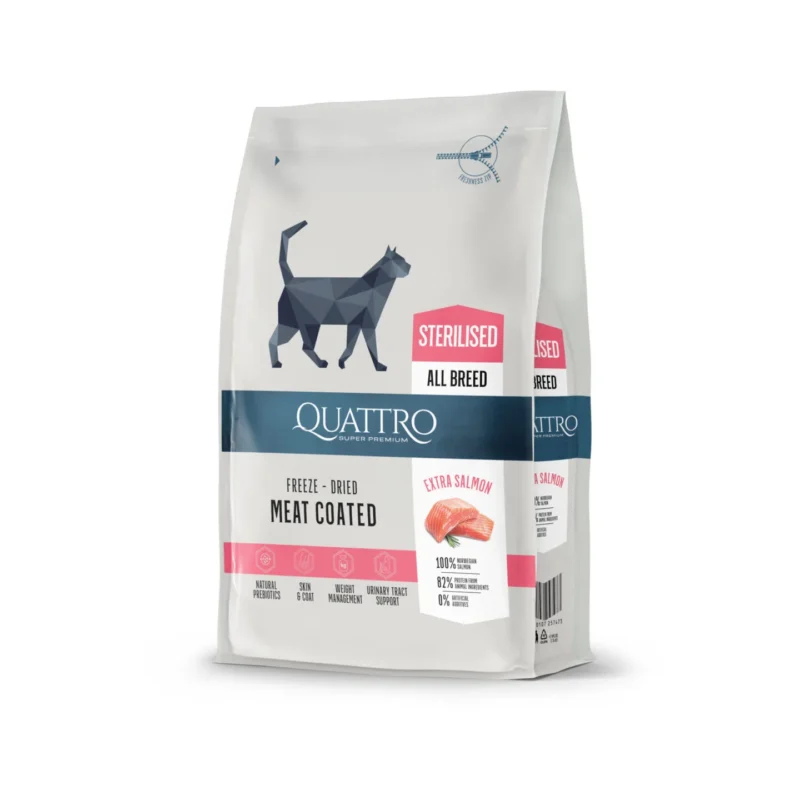 Quattro Sterilised Salmon sausas maistas katėms Quattro Sterilised Salmon sausas maistas katėms 1,5 kg