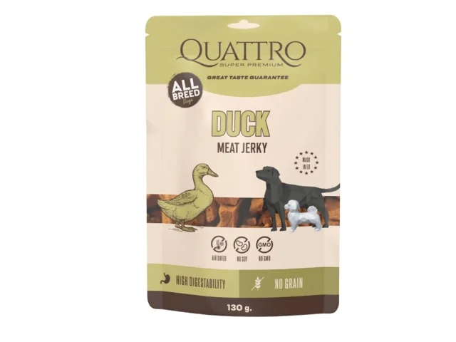 QUATTRO Meat Jerky maisto papildas suaugusiems šunims su antiena 130g QUATTRO Meat Jerky maisto papildas suaugusiems šunims su antiena 130g