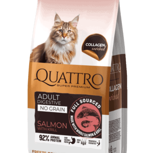Quattro collagen digestive salmon sausas maistas katėms su lašiša ir krilium 1,5kg