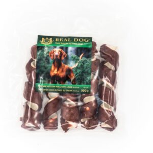 REAL DOG SNACKS Žaliaminės odos spyruoklė su ėriena 18-20cm 500g