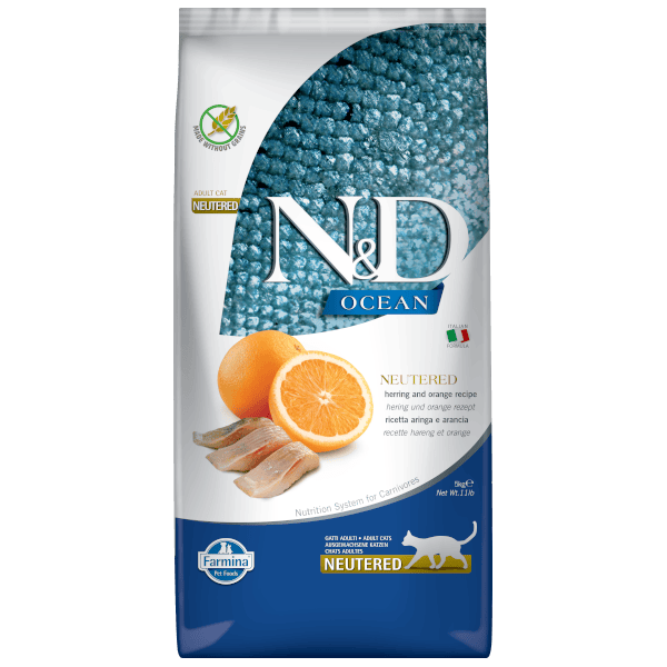 FARMINA N&D OCEAN CAT Dry Herring&Orange NEUTERED ADULT 5 kg FARMINA N&D OCEAN CAT Dry Herring&Orange NEUTERED ADULT 5 kg