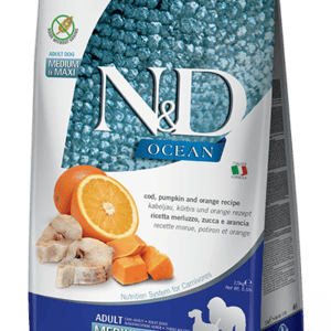 FARMINA N&D OCEAN DOG Dry Cod Pumpkin&Orange ADULT MED&MAX 2,5 kg