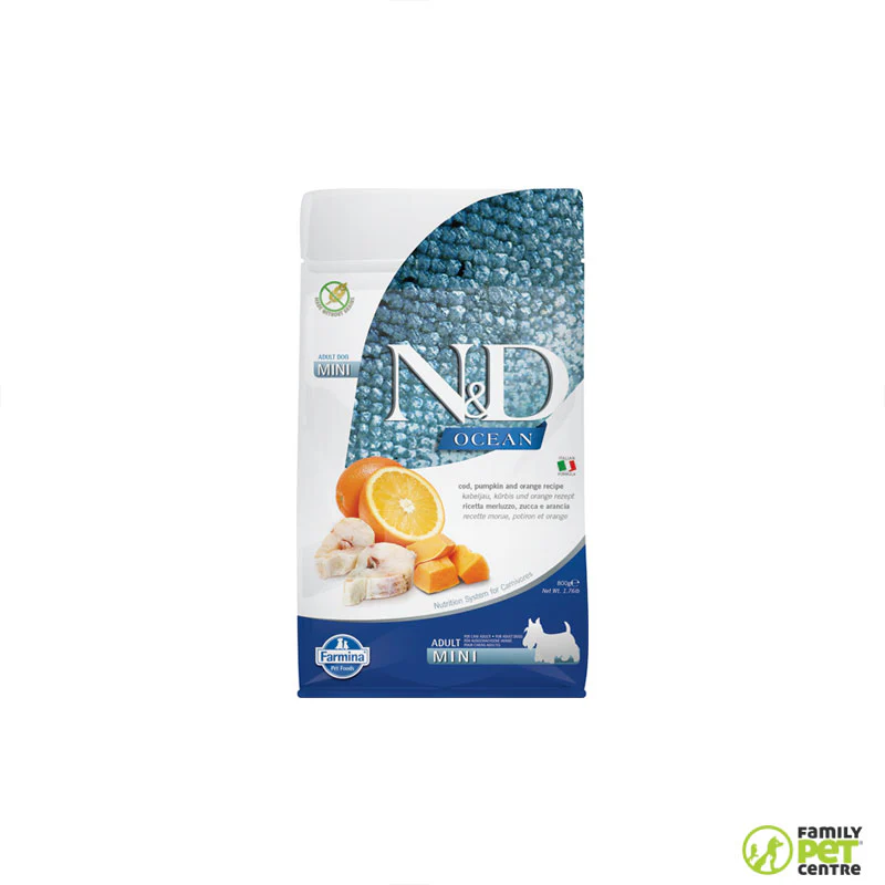 FARMINA N&D OCEAN DOG Dry Cod Pumpkin&Orange ADULT MINI 800 g FARMINA N&D OCEAN DOG Dry Cod Pumpkin&Orange ADULT MINI 800 g