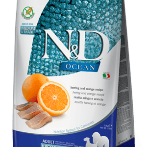 FARMINA N&D OCEAN DOG Dry Herring&Orange ADULT MED&MAX