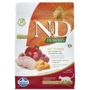 FARMINA N&D PUMPKIN CAT Dry Quail&Pomegr NEUTERED ADULT 300 gr