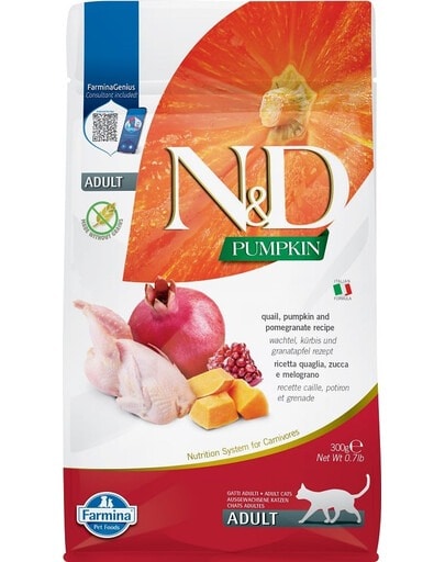 FARMINA N&D PUMPKIN CAT Dry Quail&Pomegranate ADULT 300 g FARMINA N&D PUMPKIN CAT Dry Quail&Pomegranate ADULT 300 g