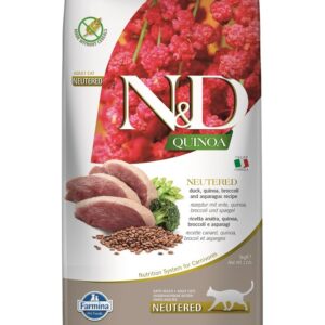 FARMINA N&D QUINOA CAT Dry NEUTERED Duck Broccoli&Asparagus ADULT 5 kg