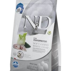 FARMINA N&D WHITE DOG Dry Sea Bass Spirulina&Fennel ADULT MED&MAX 2 kg