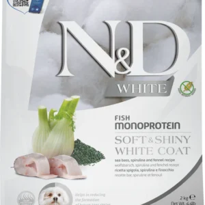FARMINA N&D WHITE DOG Dry Sea Bass Spirulina&Fennel ADULT MINI 2 kg